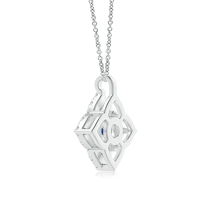 3mm AAA Vintage Inspired Blue Sapphire Clover Pendant in White Gold Product Image
