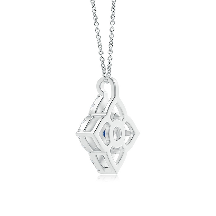 3mm AAA Vintage Inspired Blue Sapphire Clover Pendant in White Gold product image
