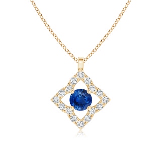 3mm AAA Vintage Inspired Blue Sapphire Clover Pendant in Yellow Gold