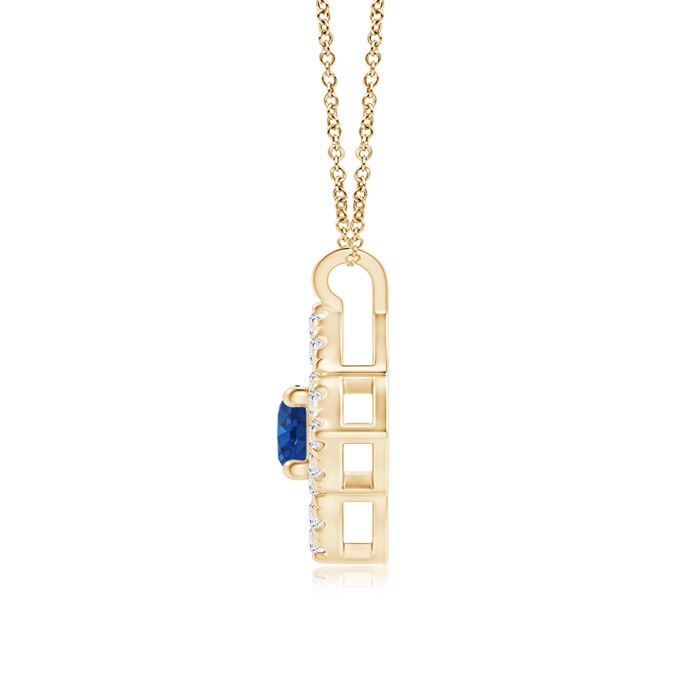 3mm AAA Vintage Inspired Blue Sapphire Clover Pendant in Yellow Gold product image