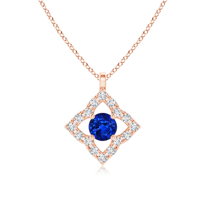 3mm AAAA Vintage Inspired Blue Sapphire Clover Pendant in Rose Gold