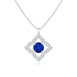 3mm AAAA Vintage Inspired Blue Sapphire Clover Pendant in White Gold