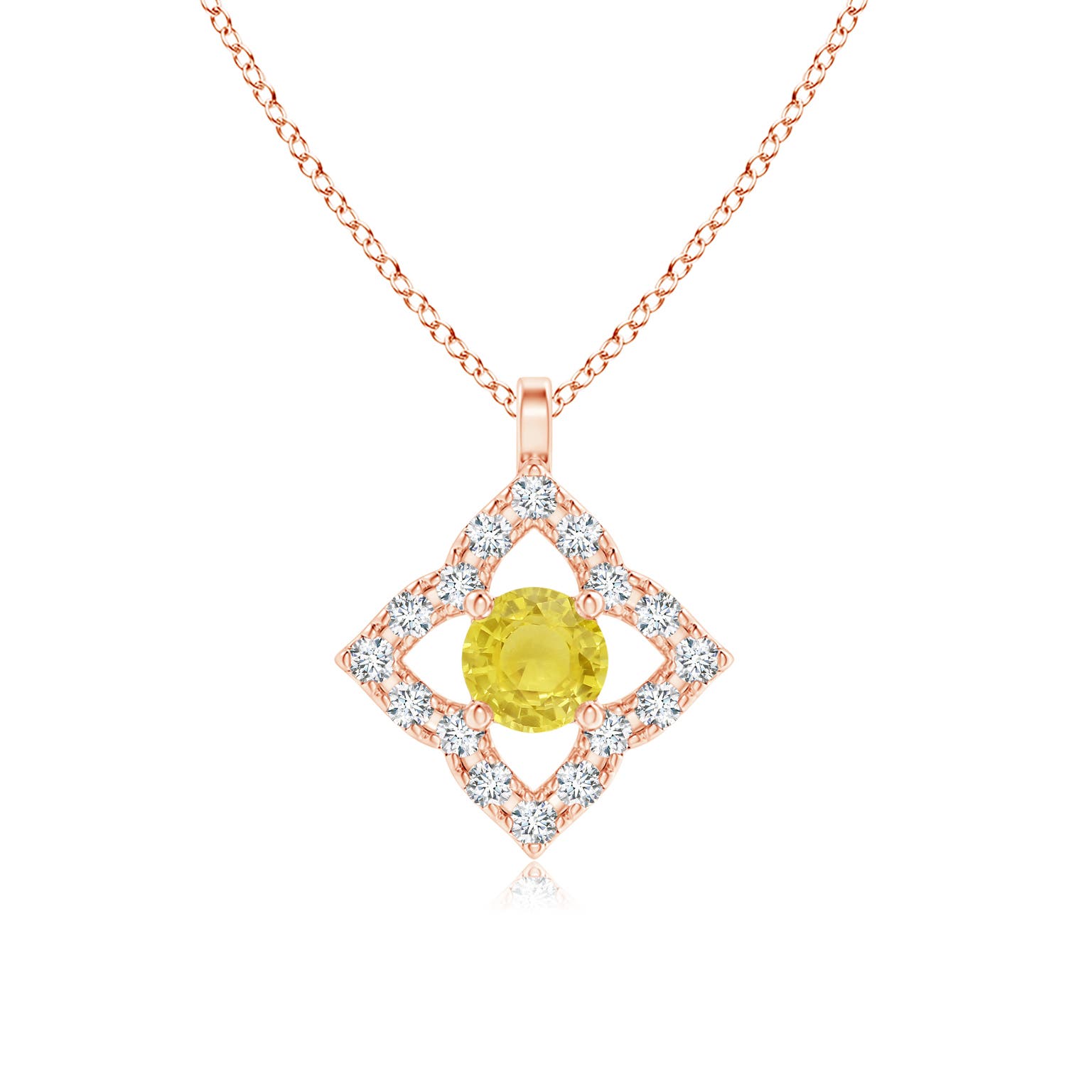 Oval Yellow Sapphire Solitaire Pendant with Diamond | Angara