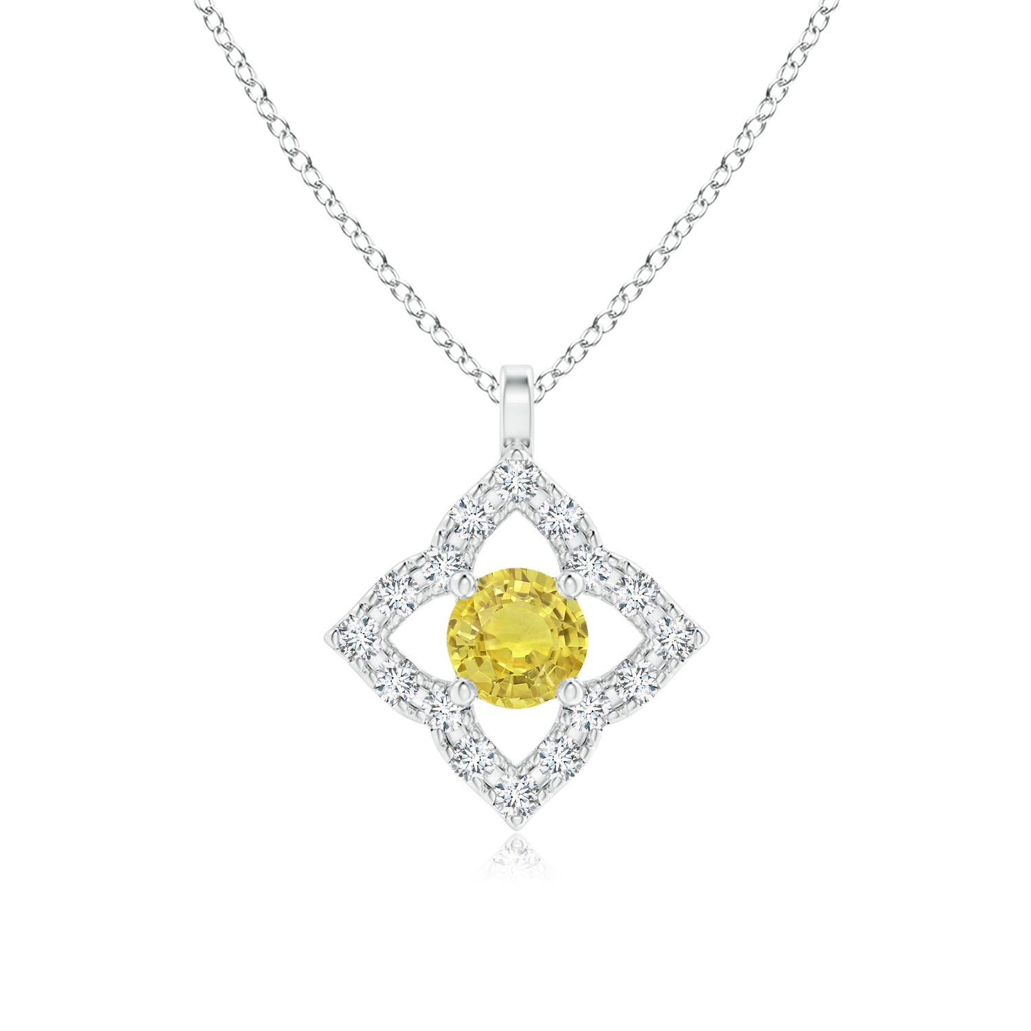 AA - Yellow Sapphire / 0.2 CT / 14 KT White Gold