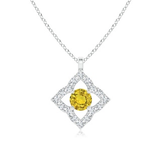3mm AAAA Vintage Inspired Yellow Sapphire Clover Pendant in P950 Platinum
