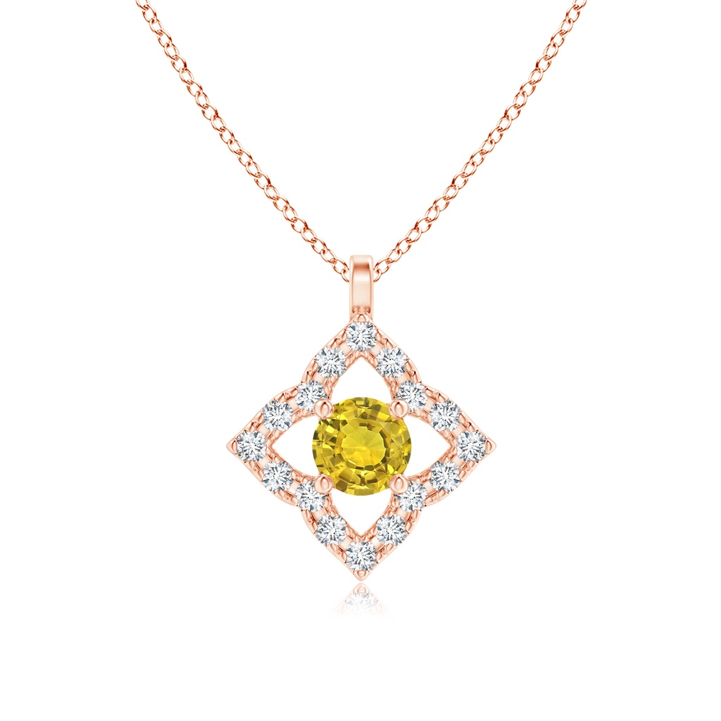 3mm AAAA Vintage Inspired Yellow Sapphire Clover Pendant in Rose Gold