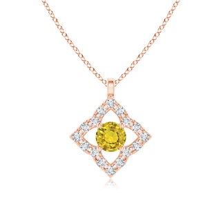 3mm AAAA Vintage Inspired Yellow Sapphire Clover Pendant in Rose Gold