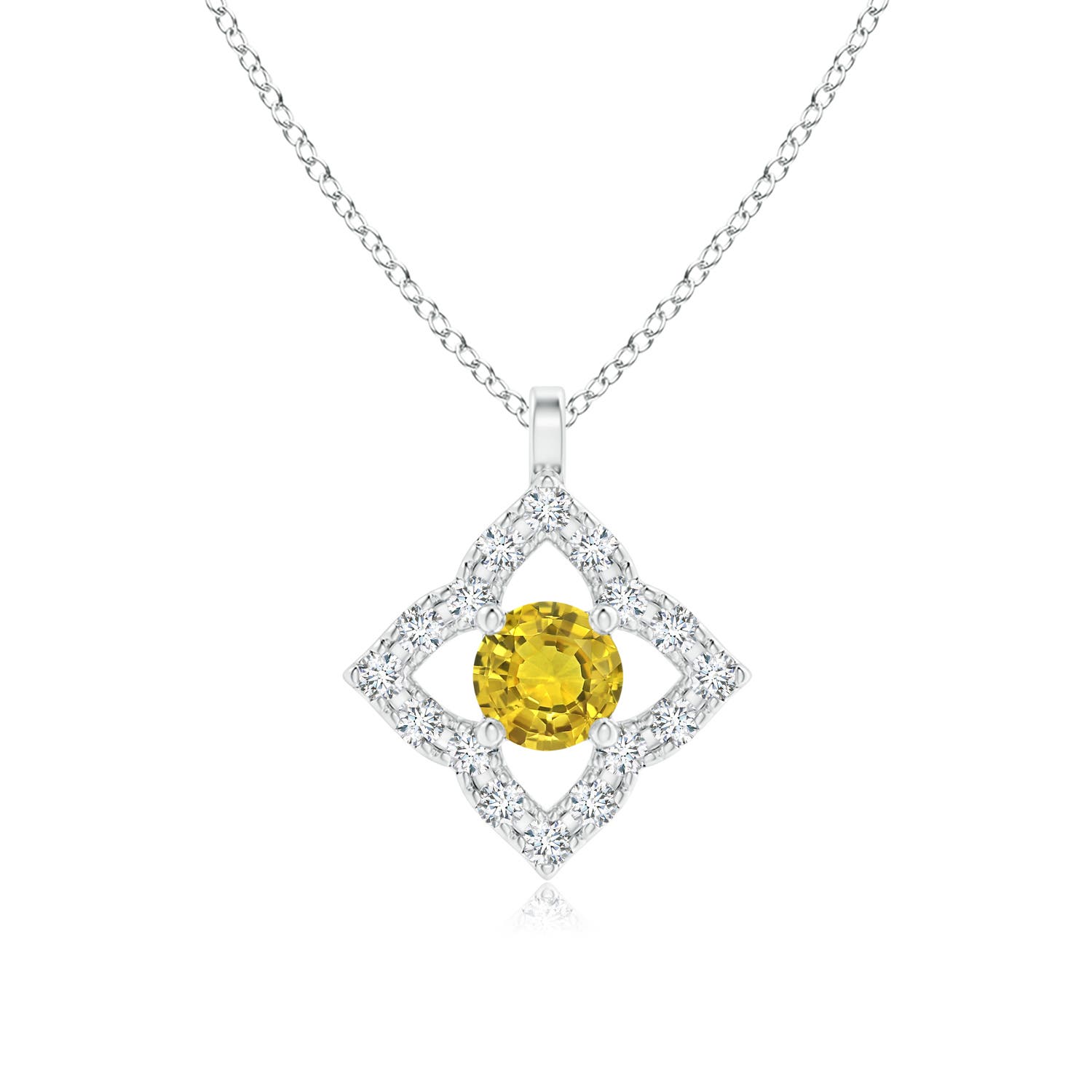 AAAA - Yellow Sapphire / 0.2 CT / 14 KT White Gold