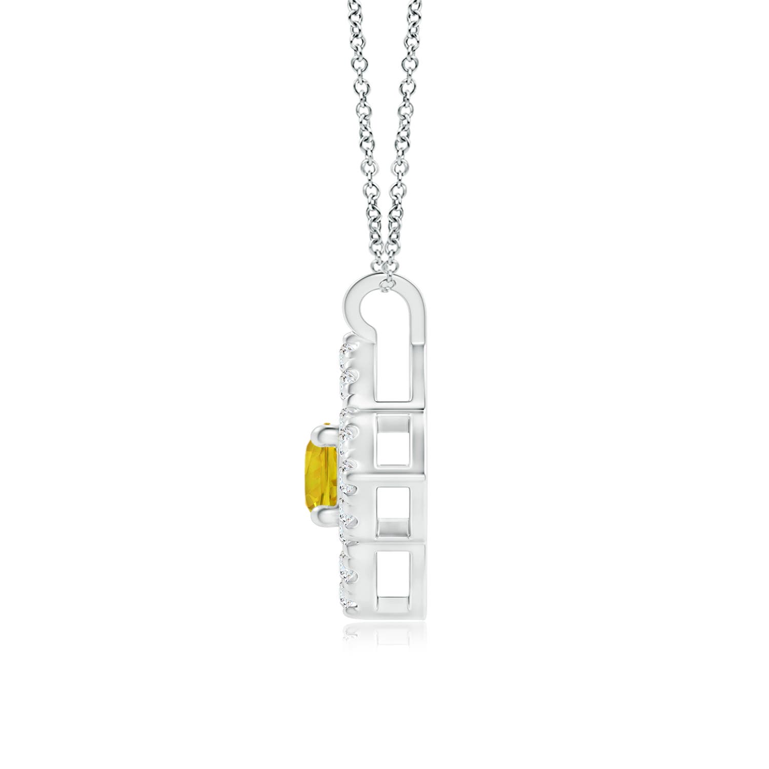 AAAA - Yellow Sapphire / 0.2 CT / 14 KT White Gold