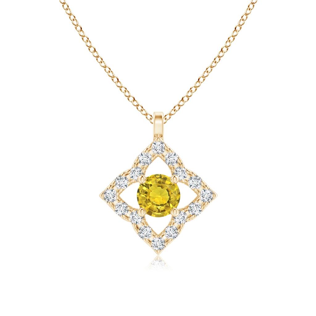 3mm AAAA Vintage Inspired Yellow Sapphire Clover Pendant in Yellow Gold