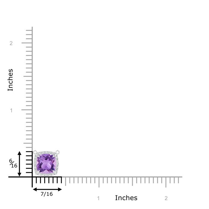 7mm A Claw-Set Cushion Amethyst Beaded Halo Necklace in S999 Silver product image