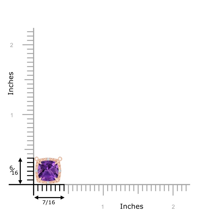 7mm AAAA Claw-Set Cushion Amethyst Beaded Halo Necklace in Rose Gold product image