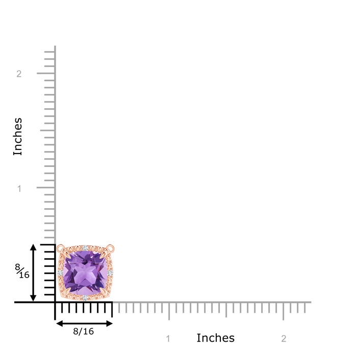 9mm A Claw-Set Cushion Amethyst Beaded Halo Necklace in Rose Gold product image