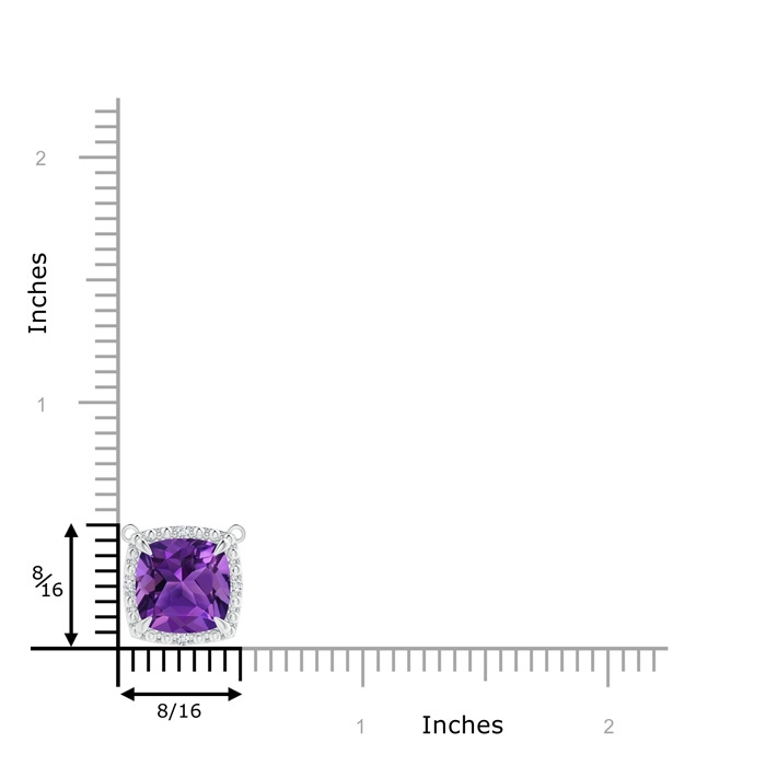 9mm AAAA Claw-Set Cushion Amethyst Beaded Halo Necklace in White Gold product image