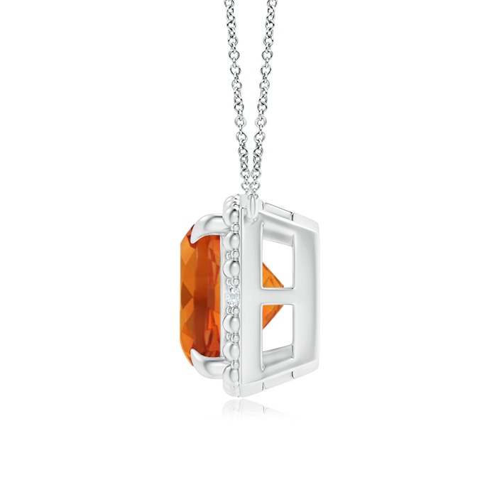 8mm AAAA Claw-Set Cushion Citrine Beaded Halo Necklace in 10K White Gold product image