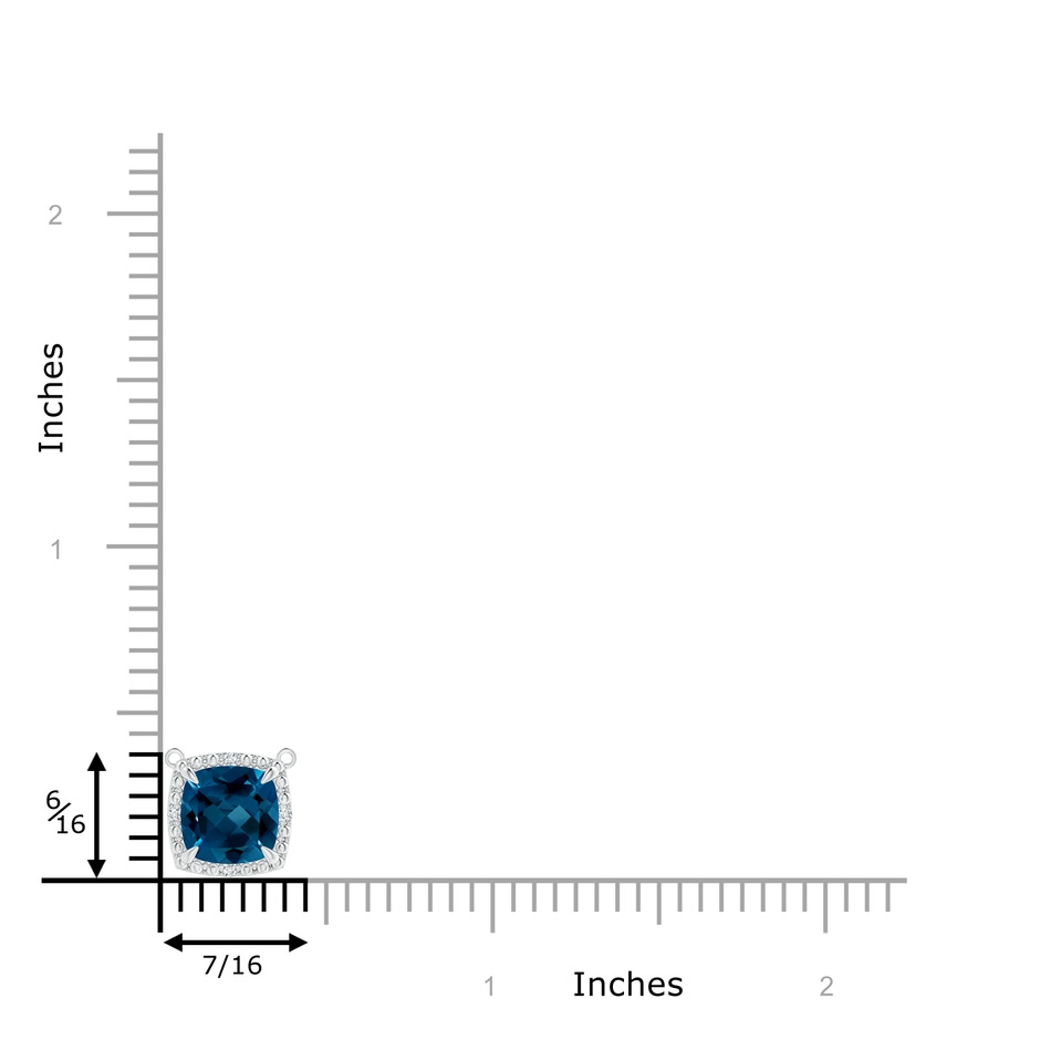7mm AAAA Claw-Set Cushion London Blue Topaz Beaded Halo Necklace in S999 Silver product image