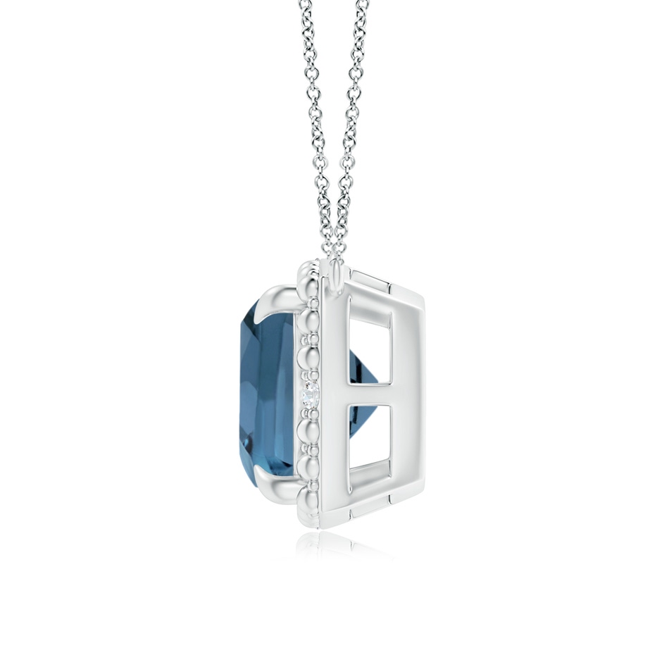 8mm A Claw-Set Cushion London Blue Topaz Beaded Halo Necklace in S999 Silver product image