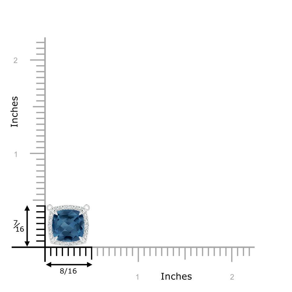 8mm A Claw-Set Cushion London Blue Topaz Beaded Halo Necklace in S999 Silver product image