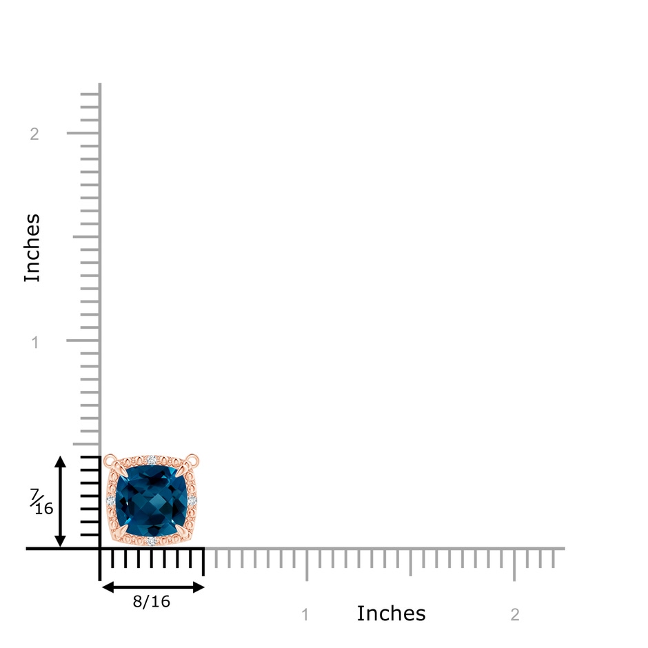 8mm AAAA Claw-Set Cushion London Blue Topaz Beaded Halo Necklace in Rose Gold product image