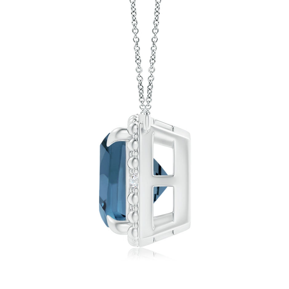 9mm A Claw-Set Cushion London Blue Topaz Beaded Halo Necklace in S999 Silver product image