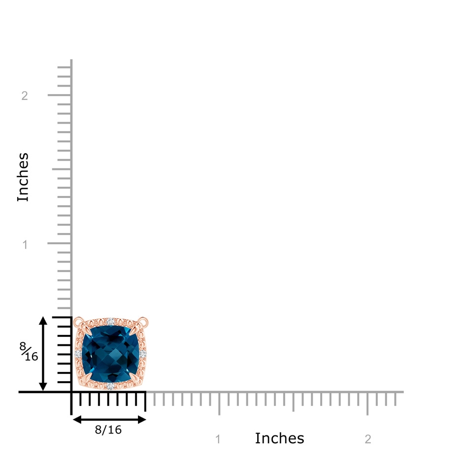 9mm AAAA Claw-Set Cushion London Blue Topaz Beaded Halo Necklace in Rose Gold product image