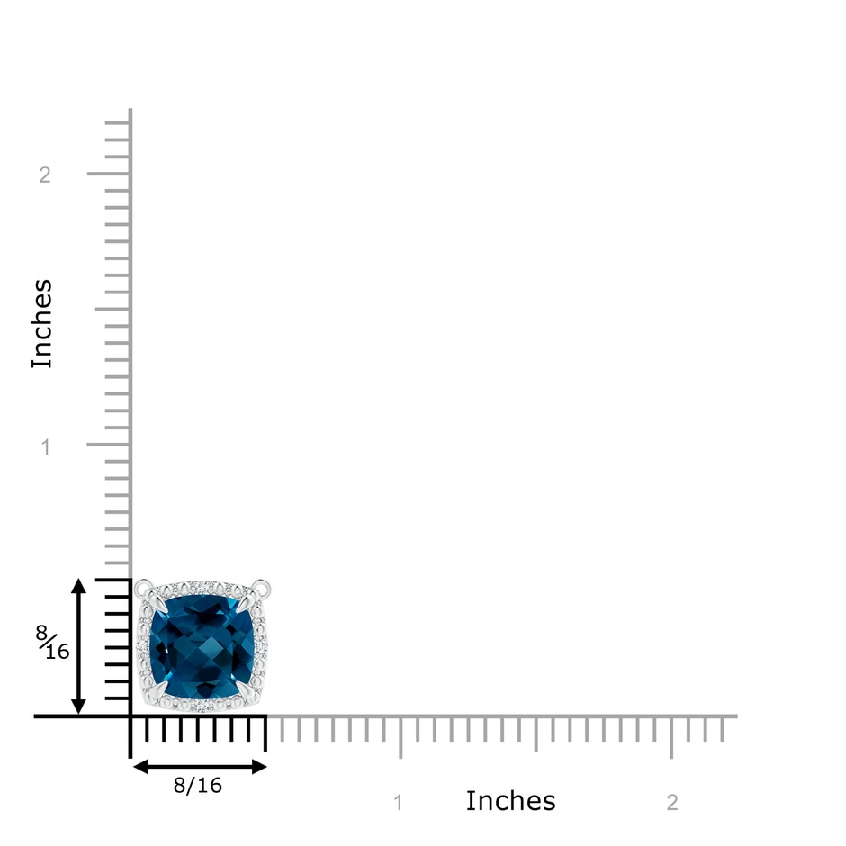 9mm AAAA Claw-Set Cushion London Blue Topaz Beaded Halo Necklace in White Gold product image