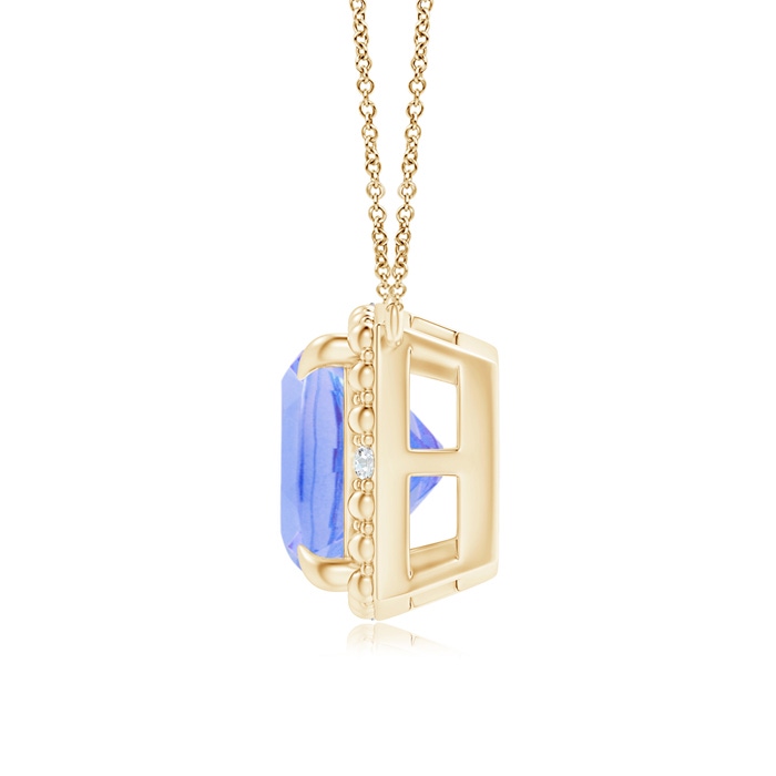 8mm A Claw-Set Cushion Tanzanite Beaded Halo Necklace in Yellow Gold product image
