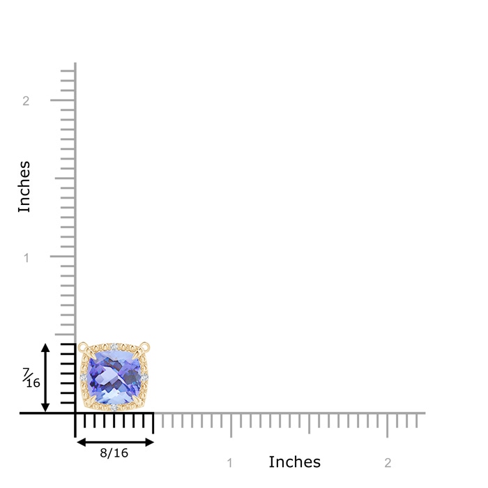 8mm A Claw-Set Cushion Tanzanite Beaded Halo Necklace in Yellow Gold product image