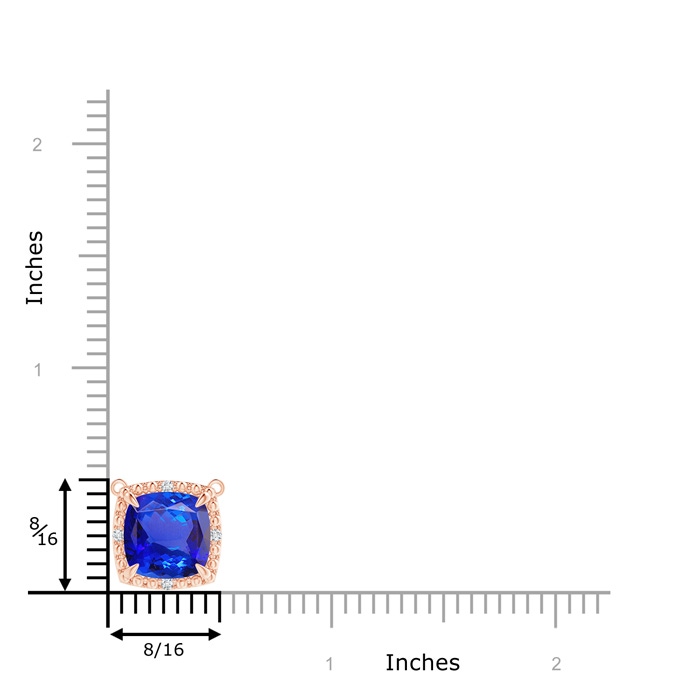 9mm AAA Claw-Set Cushion Tanzanite Beaded Halo Necklace in Rose Gold product image