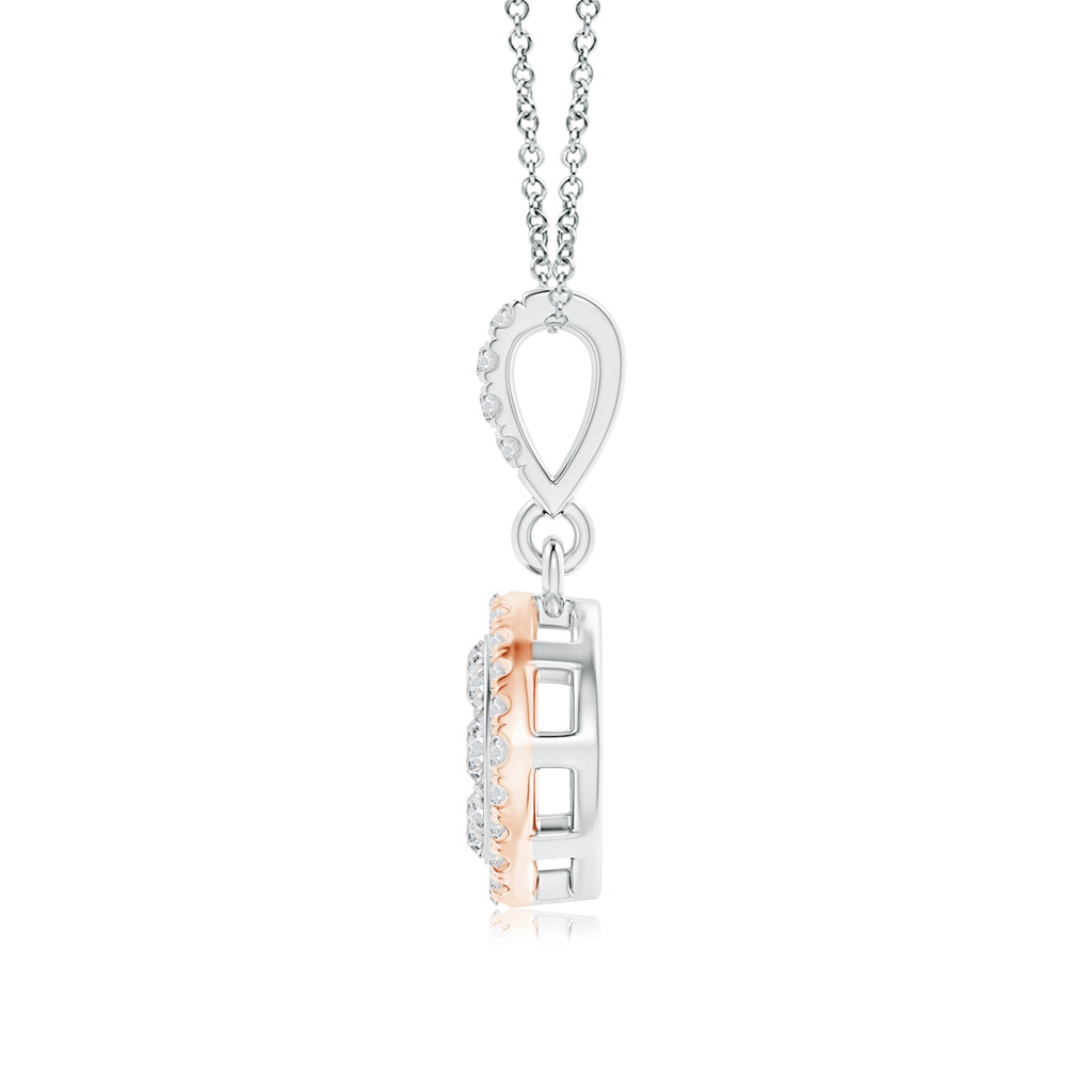 2mm HSI2 Cushion Composite Diamond Halo Dangle Pendant in Two Tone in White Gold Rose Gold Product Image