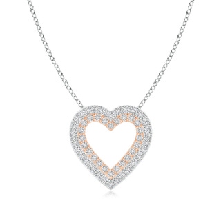 1mm HSI2 Double Heart Diamond Pendant in Two Tone Gold in White Gold Rose Gold