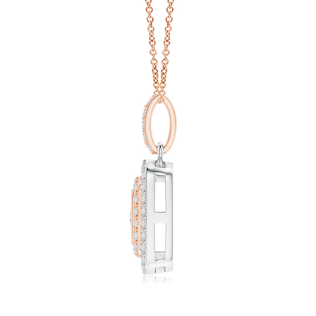1.6mm HSI2 Clustre Diamond Cushion Double Halo Pendant in Two Tone in Rose Gold White Gold Product Image