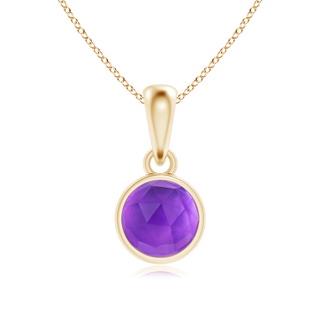 5mm AAA Bezel-Set Amethyst Solitaire Dangle Pendant in 9K Yellow Gold