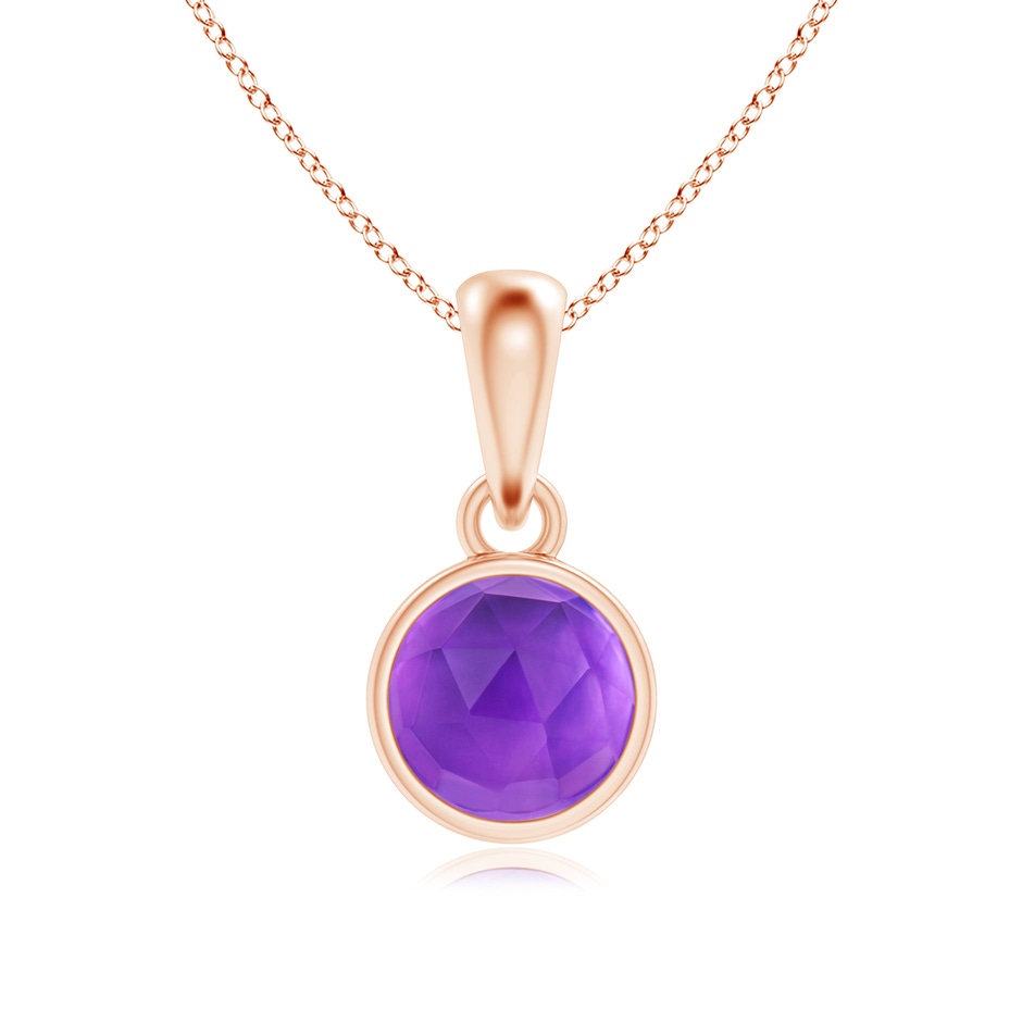 5mm AAA Bezel-Set Amethyst Solitaire Dangle Pendant in Rose Gold 