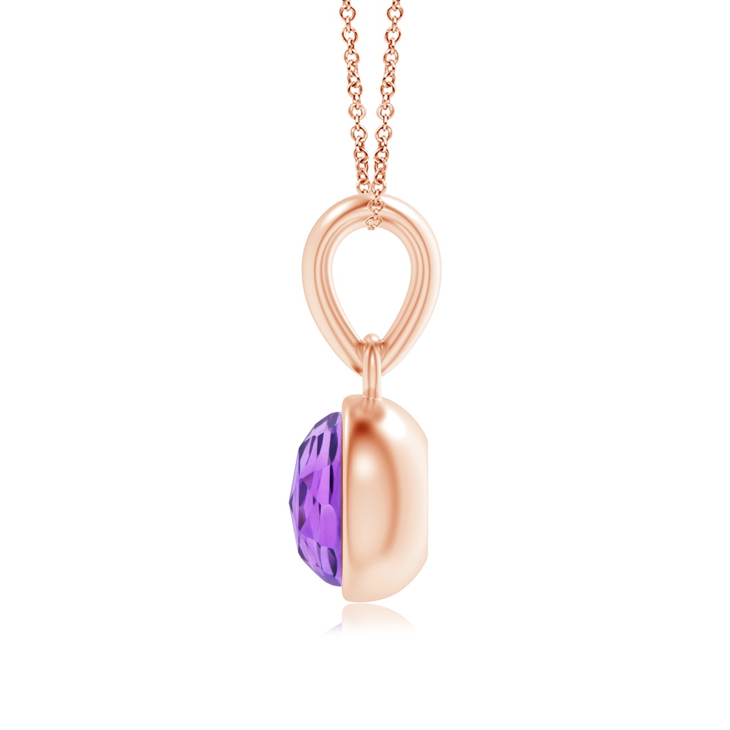 5mm AAA Bezel-Set Amethyst Solitaire Dangle Pendant in Rose Gold Product Image