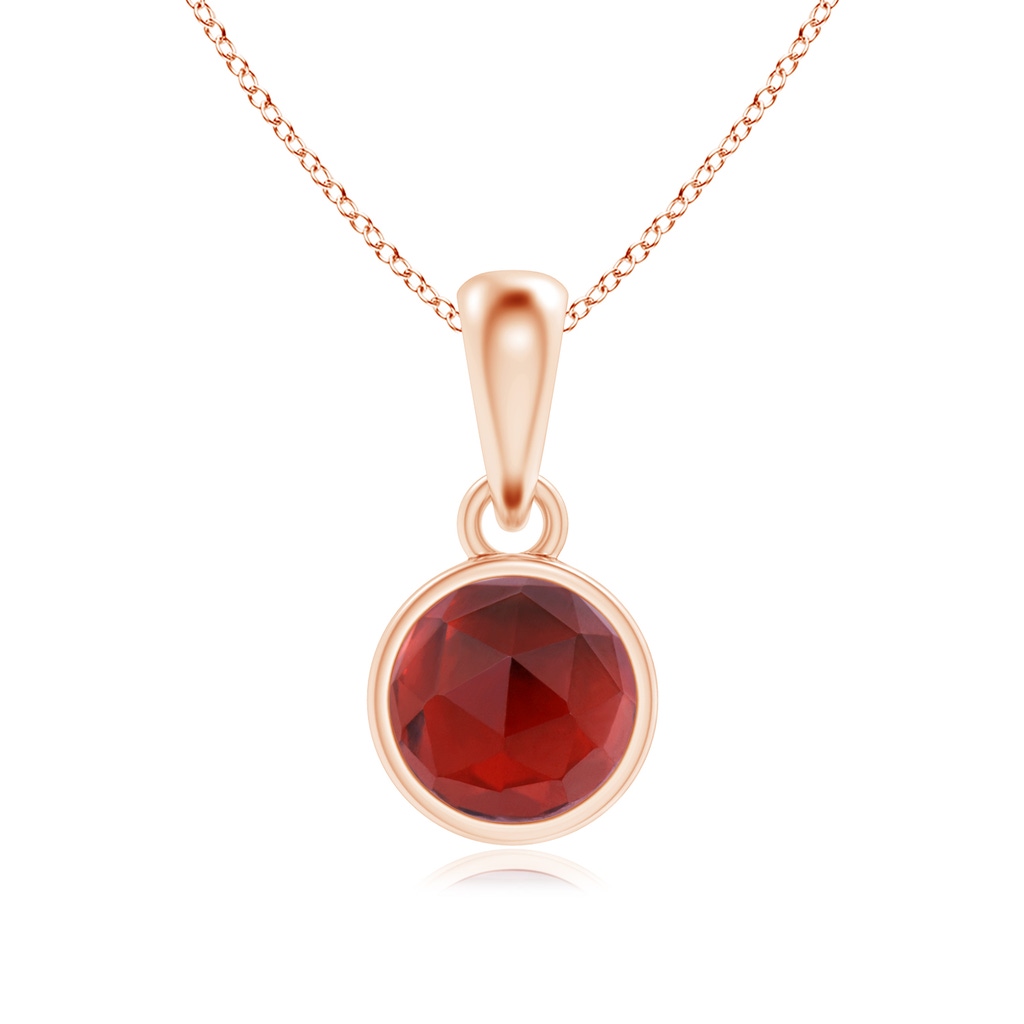 5mm AAA Bezel-Set Garnet Solitaire Dangle Pendant in Rose Gold