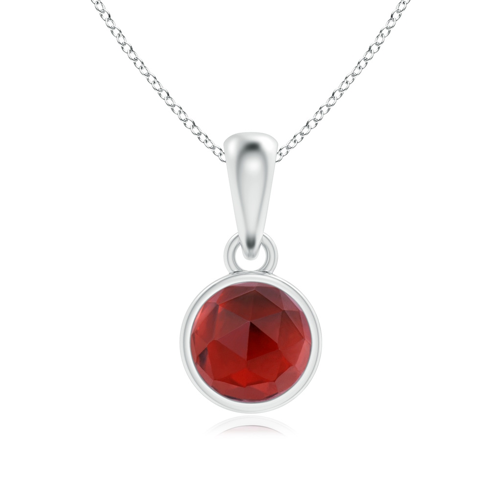 5mm AAA Bezel-Set Garnet Solitaire Dangle Pendant in White Gold