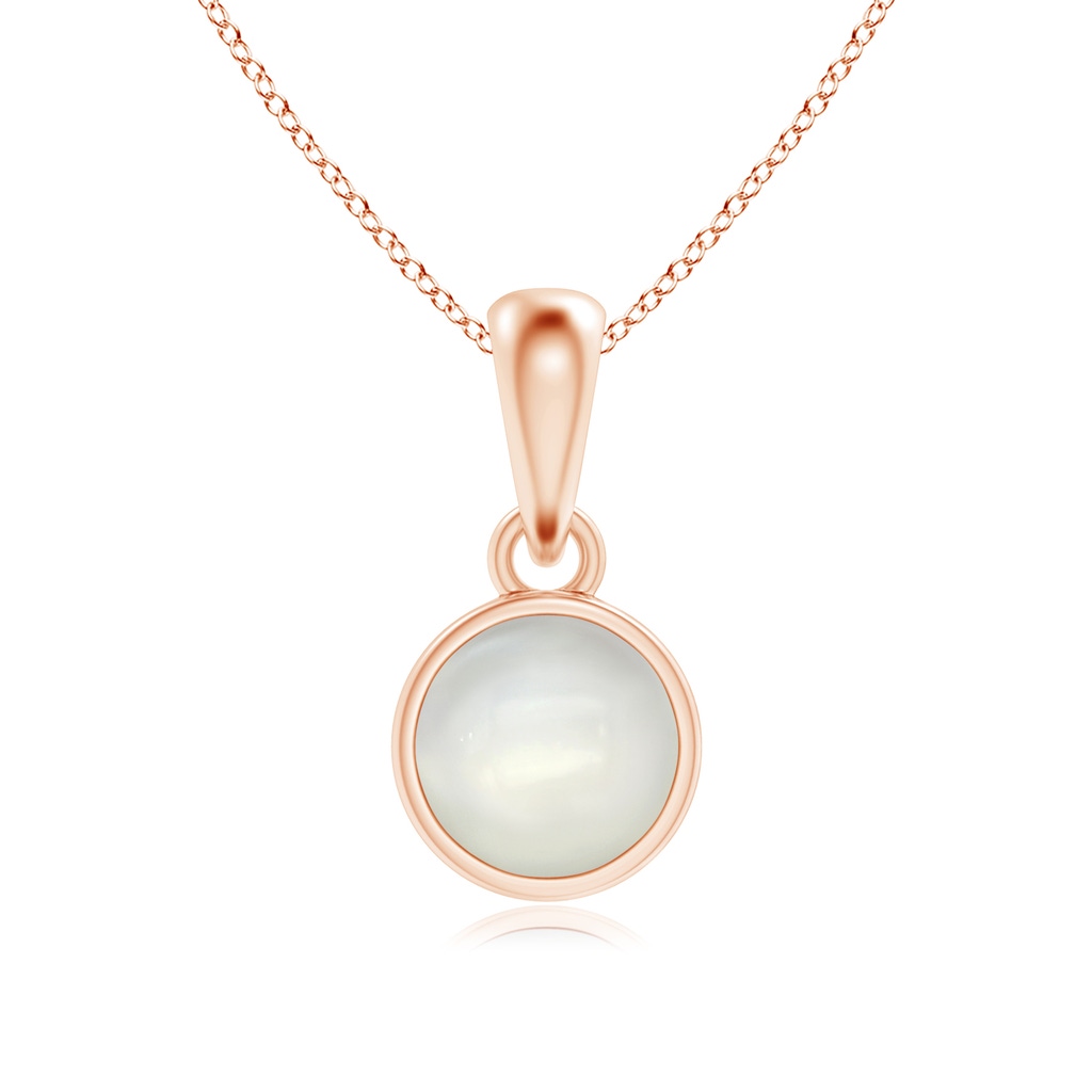 5mm AAAA Bezel-Set Moonstone Solitaire Dangle Pendant in Rose Gold