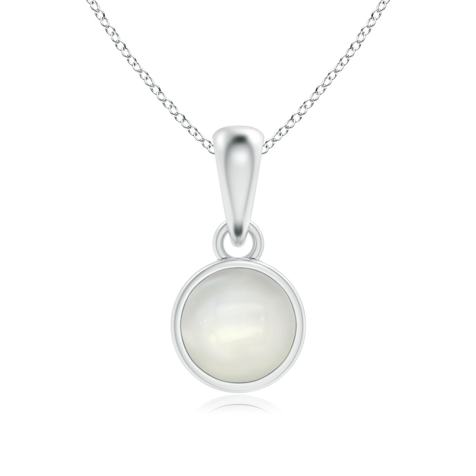 5mm AAAA Bezel-Set Moonstone Solitaire Dangle Pendant in White Gold 