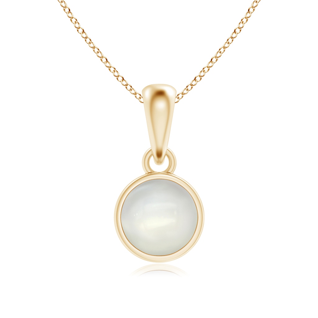 5mm AAAA Bezel-Set Moonstone Solitaire Dangle Pendant in Yellow Gold