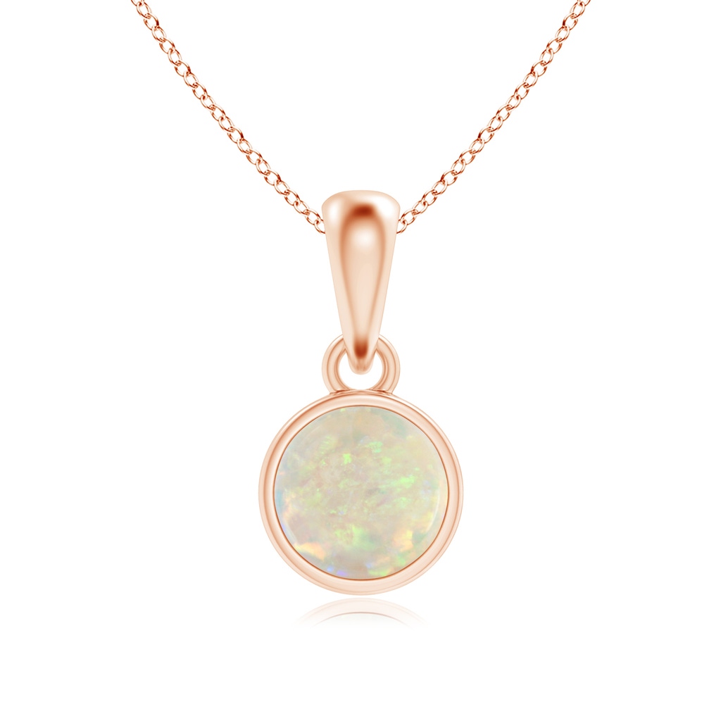 5mm AAA Bezel-Set Opal Solitaire Dangle Pendant in Rose Gold