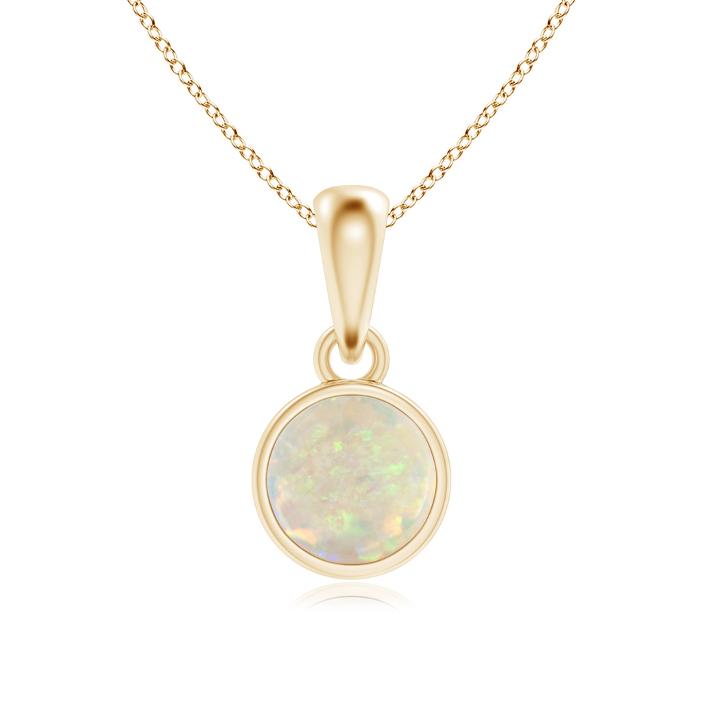 5mm AAA Bezel-Set Opal Solitaire Dangle Pendant in Yellow Gold