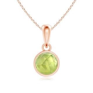 5mm AAA Bezel-Set Peridot Solitaire Dangle Pendant in Rose Gold