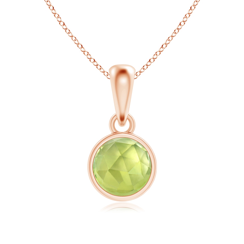 5mm AAA Bezel-Set Peridot Solitaire Dangle Pendant in Rose Gold 