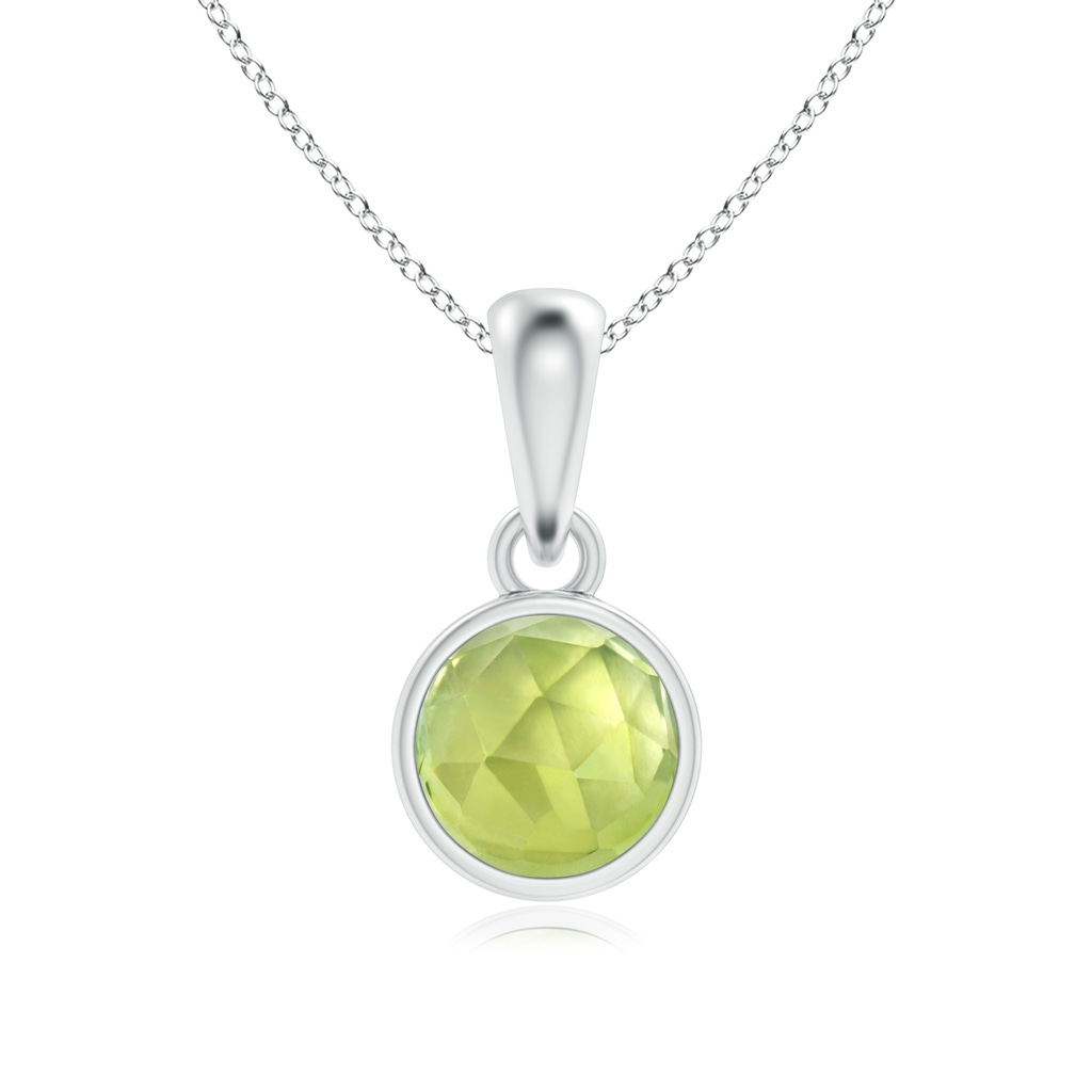 5mm AAA Bezel-Set Peridot Solitaire Dangle Pendant in S999 Silver