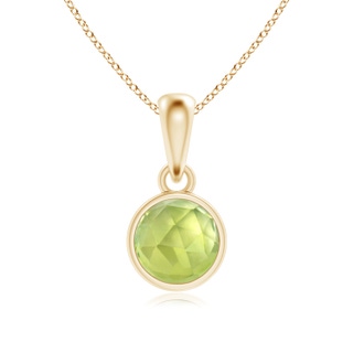 5mm AAA Bezel-Set Peridot Solitaire Dangle Pendant in Yellow Gold