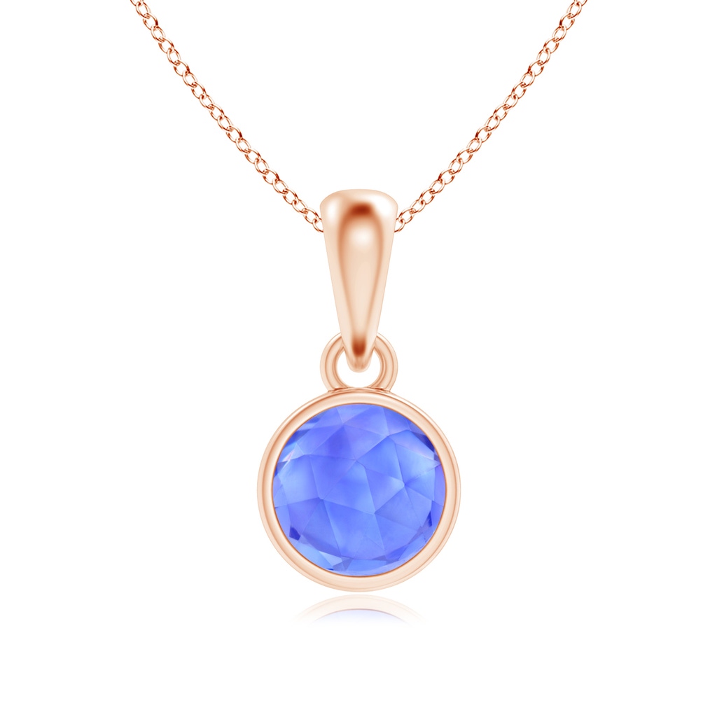 5mm AAA Bezel-Set Tanzanite Solitaire Dangle Pendant in Rose Gold