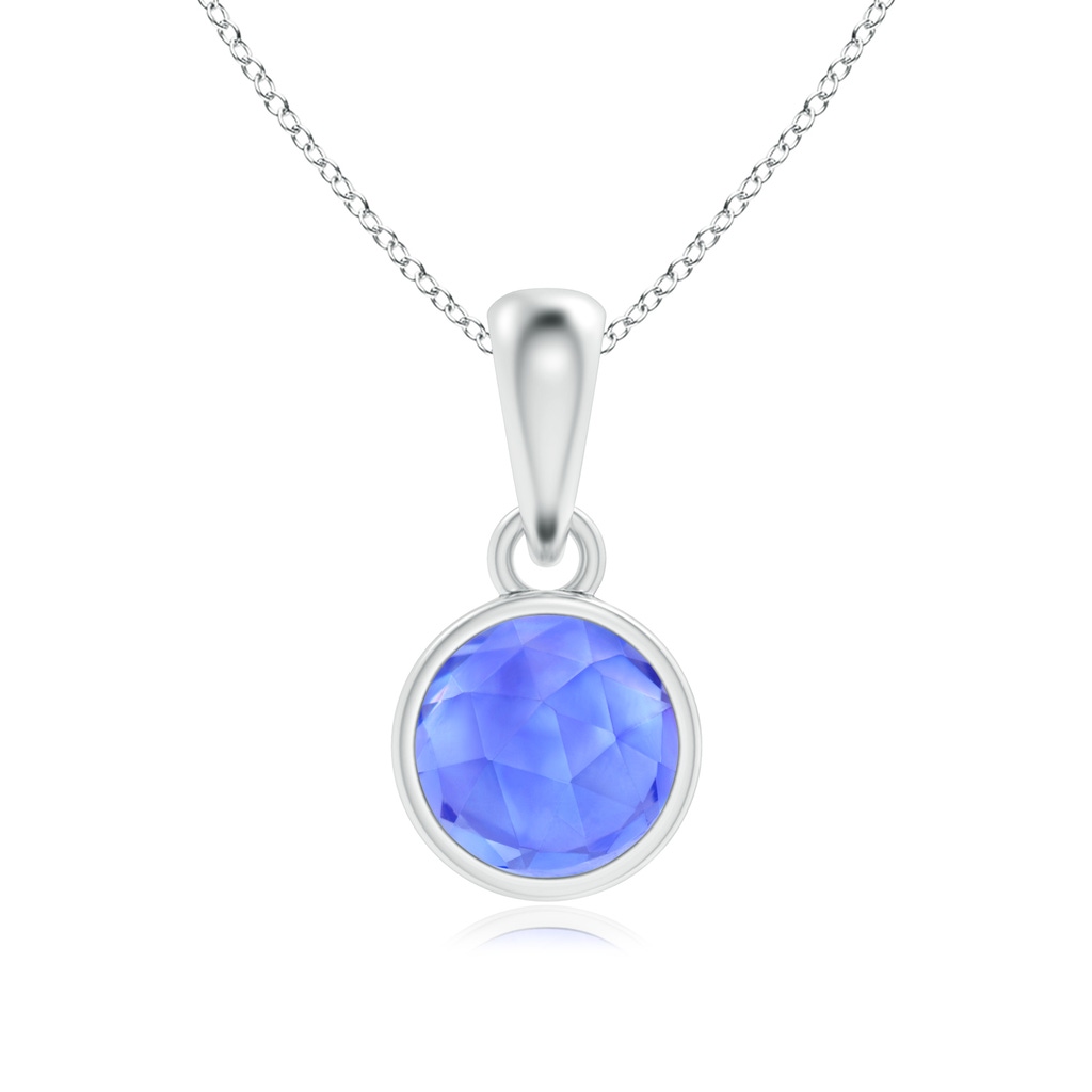 5mm AAA Bezel-Set Tanzanite Solitaire Dangle Pendant in White Gold 