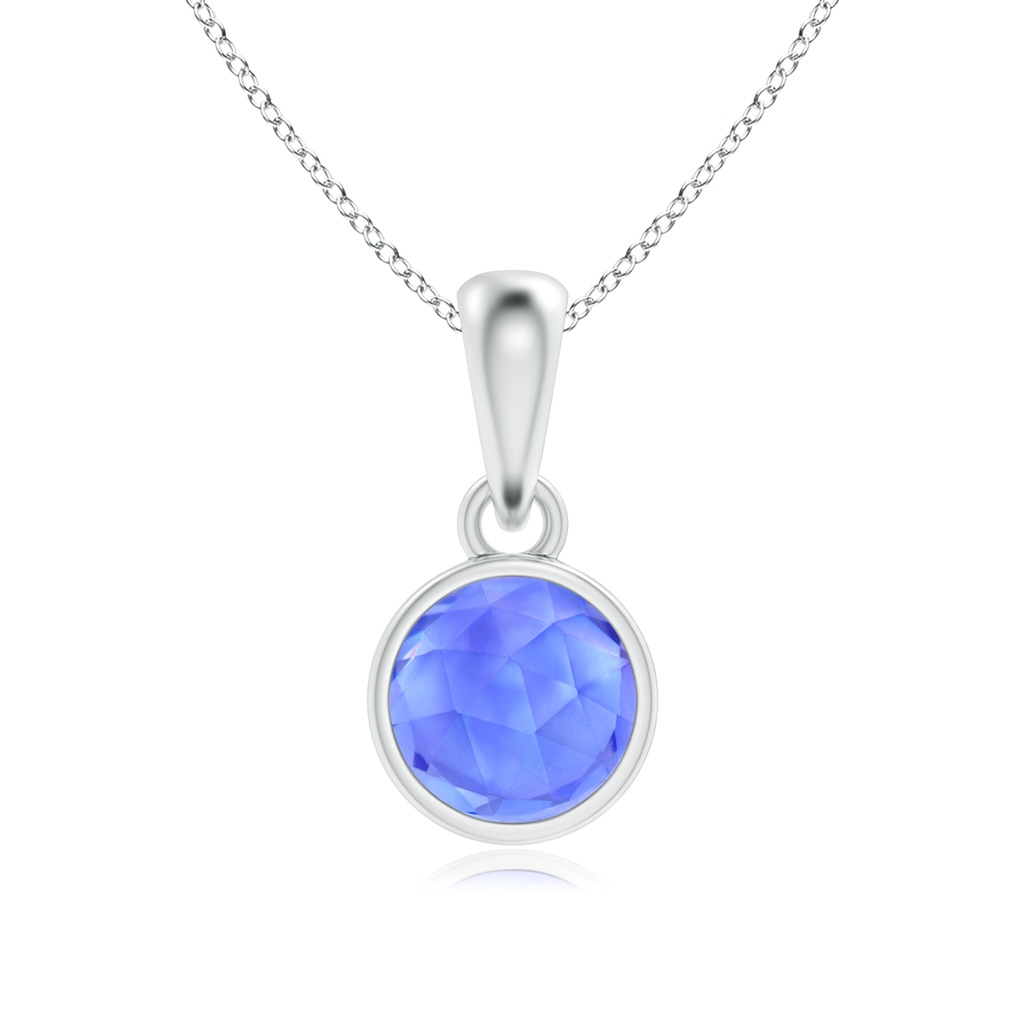 5mm AAA Bezel-Set Tanzanite Solitaire Dangle Pendant in White Gold