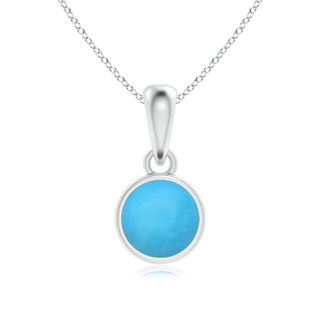 5mm AAA Bezel-Set Turquoise Solitaire Dangle Pendant in White Gold